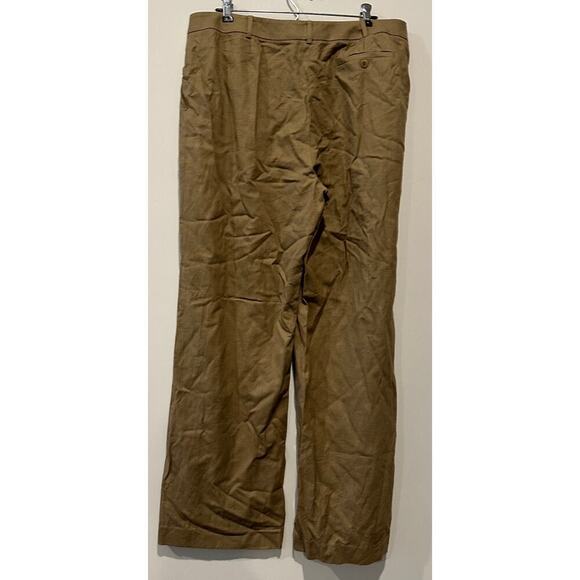 Saks Size 14 Tan Wool Stretch High Rise Wide Leg Dress Pants Office Siren Work - Picture 2 of 12